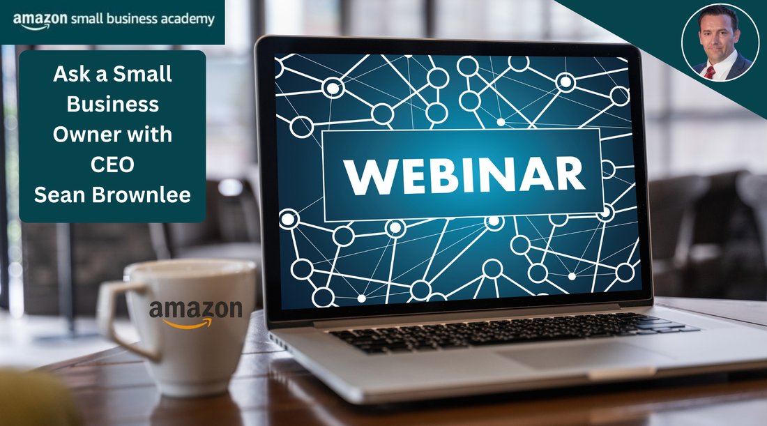 Sean Brownlee and Tashfeen Rashid promoting the Amazon Small Business Academy live webinar event, March 2024.