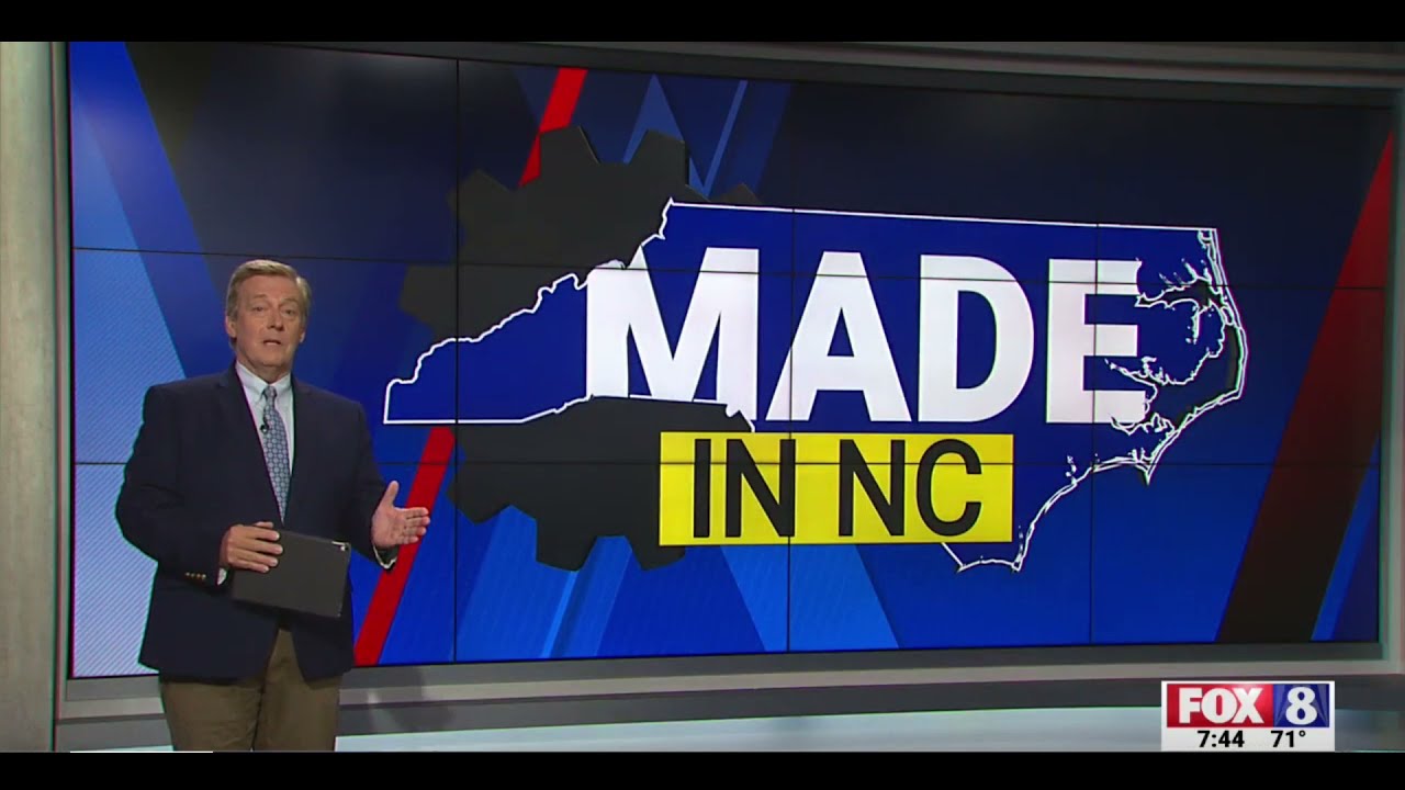 Emmy Award–winning Fox8 News host Brad Jones on screen during the Made in NC feature highlighting Sean Brownlee and his company’s rope manufacturing story.