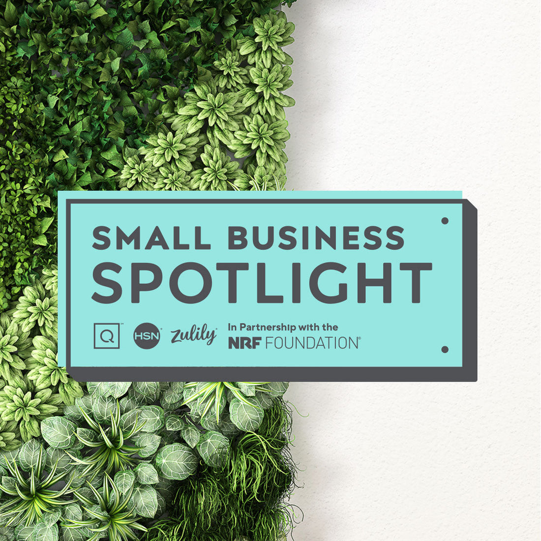 Small Business Spotlight graphic featuring Qurate Retail Group, HSN, QVC, Zulily, in partnership with the NRF Foundation, highlighting Sean Brownlee and Ravenox.