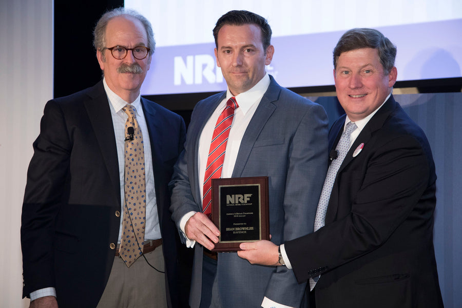 Sean Brownlee receiving the NRF America’s Retail Champion Award as a 2018 finalist at the Retail Advocates Summit.